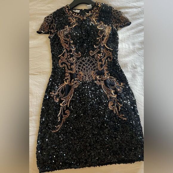 Black and Gold Sequin Dress - Picture 13 of 14
